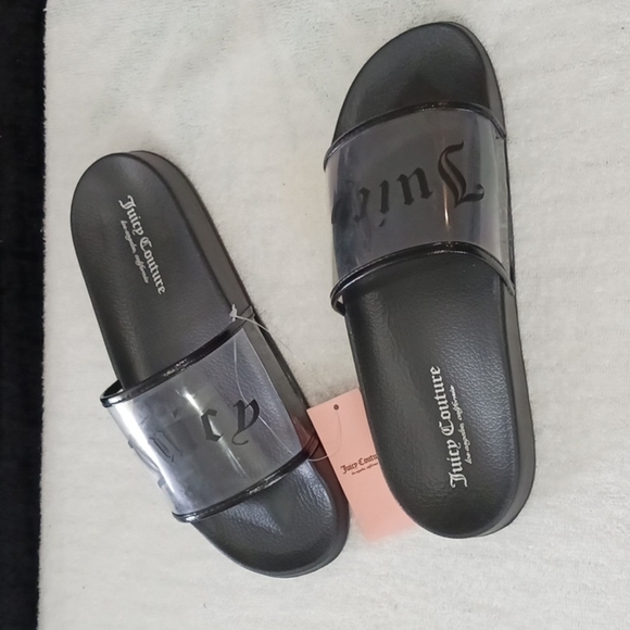JUICY COUTURE CLEAR and Black Wanderlust Pool Slides. SIZE 9 - Picture 8 of 12